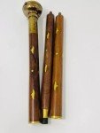 Vintage Brass Watch Design Wooden Cane Walking Stick