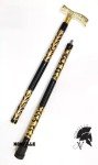Handmade Carved Vintage Wooden Walking Stick with Brass Handle