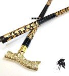 Handmade Carved Vintage Wooden Walking Stick with Brass Handle