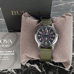 Bulova Men's Hack Automatic Green Leather Watch
