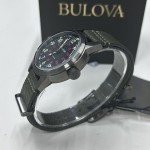 Bulova Hack Black Dial Green Leather Watch