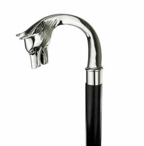 Vintage Victorian Brass Handle Wolf Head Walking Stick