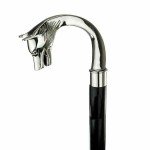 Vintage Victorian Brass Handle Wolf Head Walking Stick