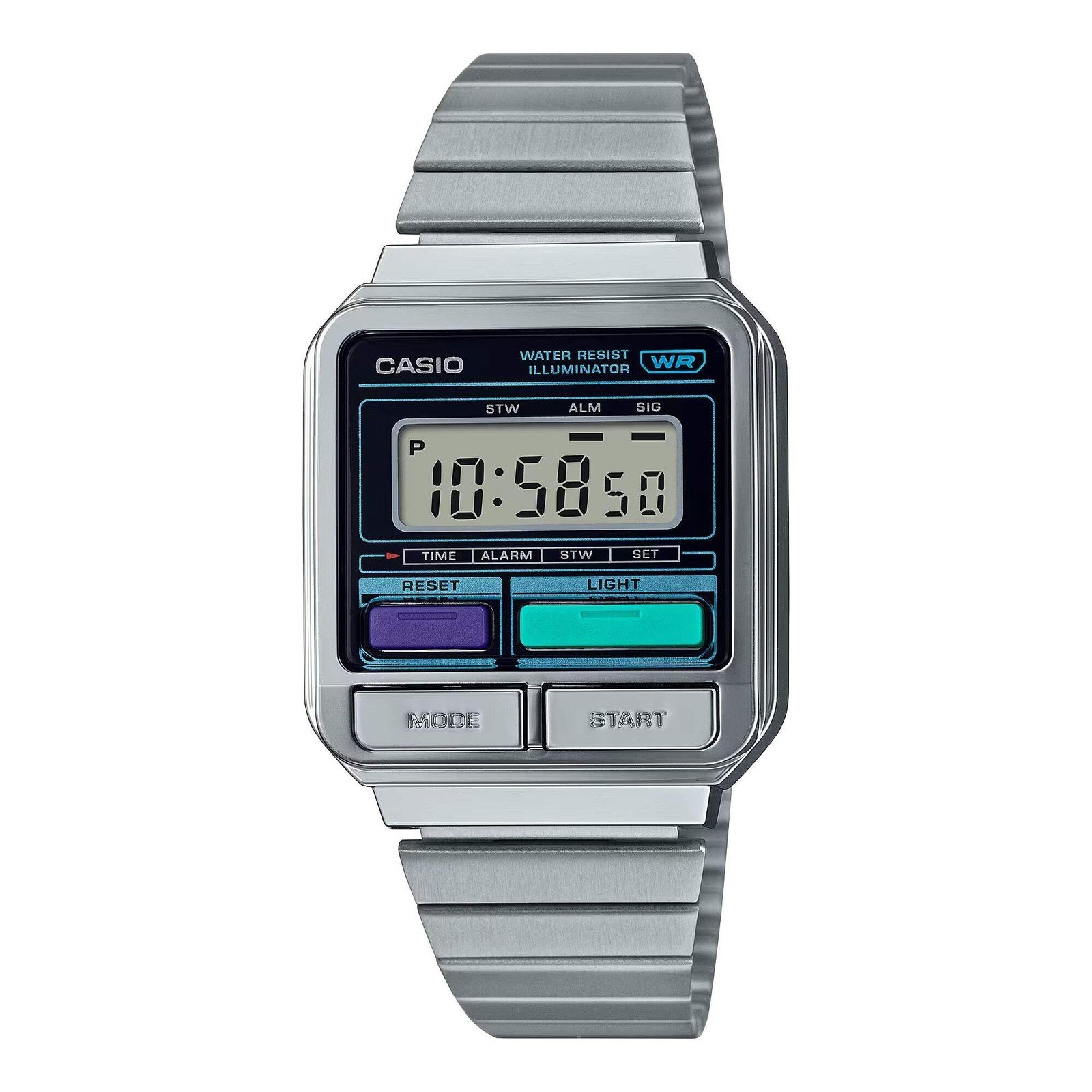 Casio Vintage Silver Digital Watch A120WE-1A