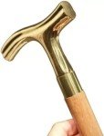 Antique Wooden Walking Cane with Brass Handle