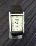 Vintage Men's Dress Watch with White Dial & Leather Band