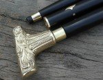 Vintage Victorian Style Wooden Walking Stick with Brass Handle