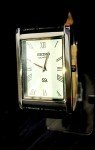 Vintage Men's Dress Watch with White Dial & Leather Band