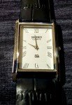 Vintage Men's Dress Watch with White Dial & Leather Band