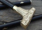 Vintage Victorian Style Wooden Walking Stick with Brass Handle