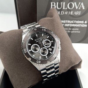 Men's Bulova Marine Star Black Dial Chrono Watch