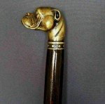 Vintage Bulldog Head Wooden Walking Stick Cane