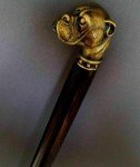 Vintage Bulldog Head Wooden Walking Stick Cane