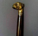 Vintage Bulldog Head Wooden Walking Stick Cane