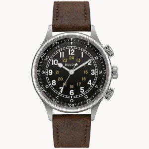 Bulova A-15 Black Dial Leather Pilot Watch
