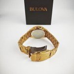 Bulova Marine Star Black Dial Gold Band Watch