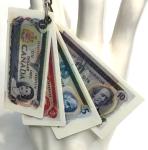 Canadian Dollar Bill Replicas Vintage Keychain - 1970s