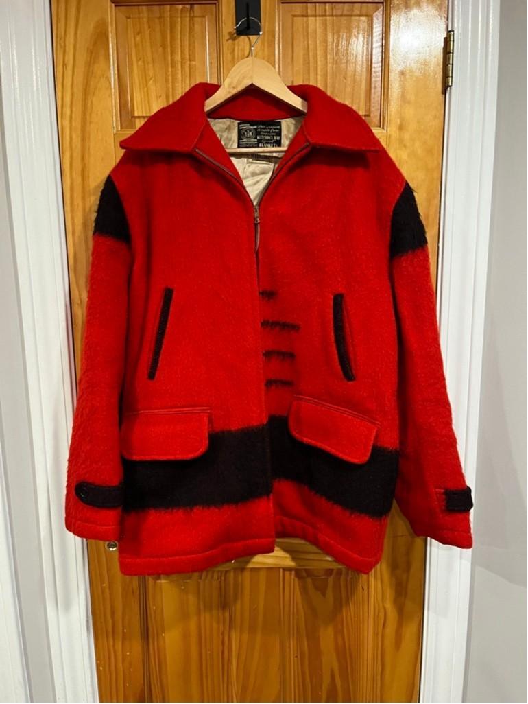 Hudson's Bay Wool Coat with Red Black Stripes