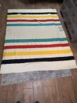 Hudson Bay Vintage Wool Multicolor Stripe Blanket 88x70