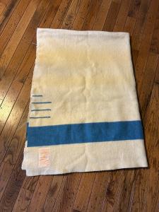 Hudson's Bay Co Vintage Blue Stripe Wool Blanket