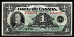 1935 English $1 Bank of Canada Note
