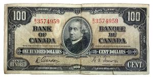1937 $100 Bank of Canada Currency Note