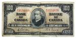 1937 $100 Bank of Canada Currency Note