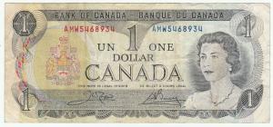 1973 Canadian One Dollar Bill - Vintage Find