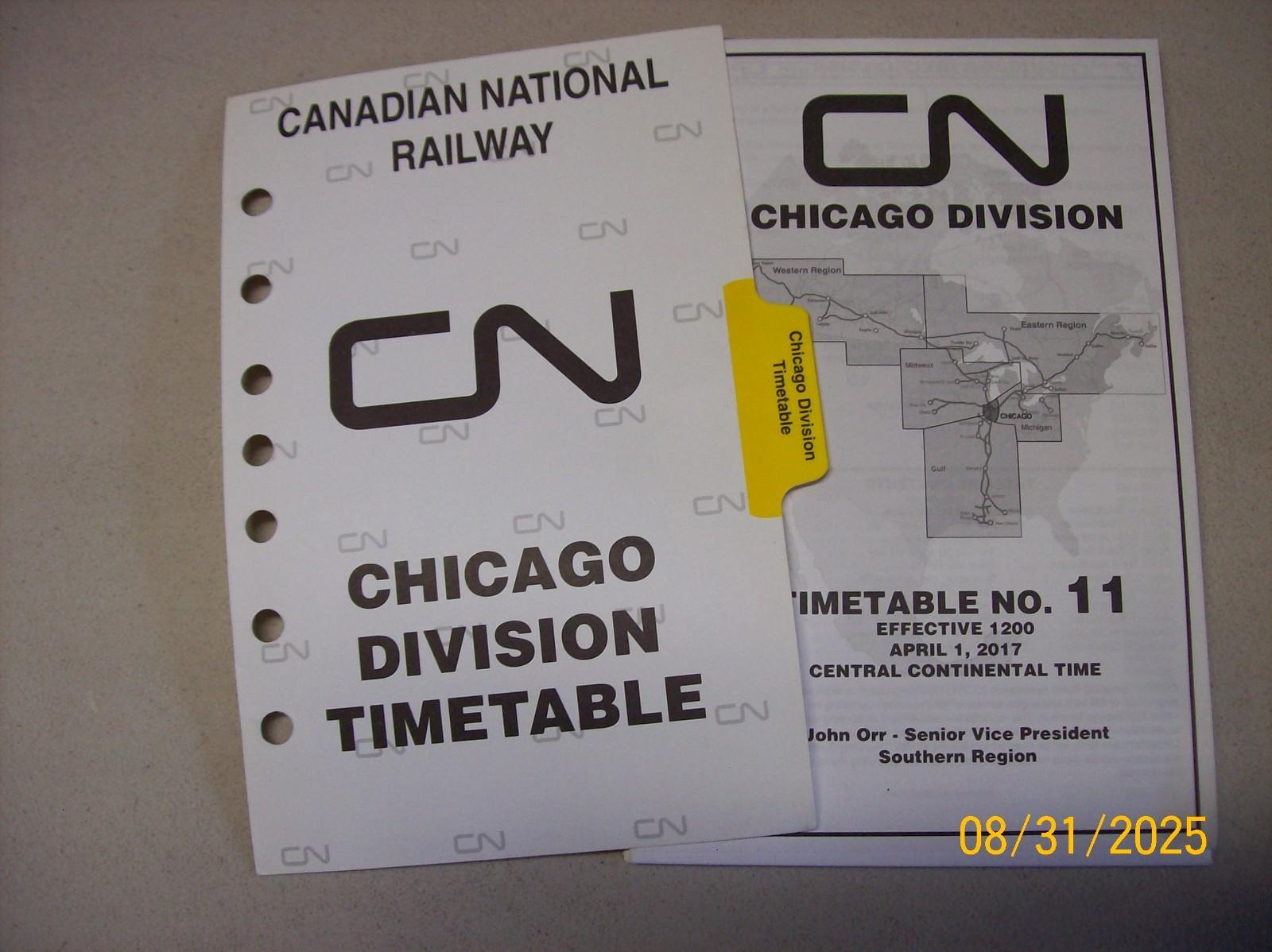 Canadian National Railroad Employee Timetable #11 2017