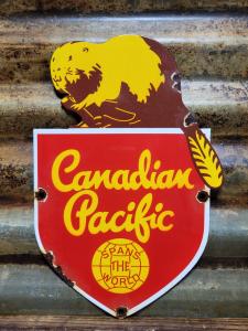 Vintage Canadian Pacific Railway Porcelain Sign