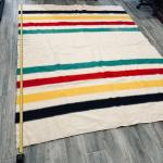 Hudsons Bay Queen Wool Blanket Multi Stripe Vintage