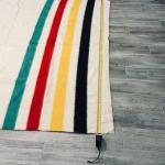 Hudsons Bay Queen Wool Blanket Multi Stripe Vintage