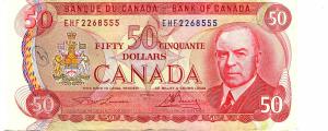 1975 Vintage Canadian $50 Bank Note