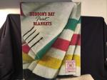 Vintage Hudson's Bay Queen Blanket Blue Stripes