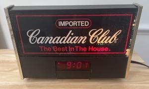 Canadian Club Whiskey Clock Beer Sign Vintage