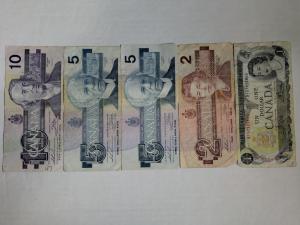 1980s Canadian Travel Exchange Paper Bill Set