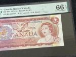 1974 Canada $2 Banknote PMG 66EPQ Collectible