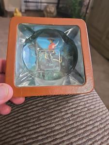 Montreal Vintage Glass Ashtray with Leather Base