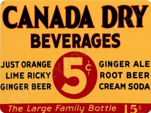 Canada Dry 5 Cents Vintage Metal Sign