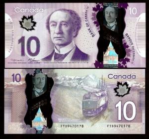 Vintage 2013 Canadian Railroad Train $10 Banknote