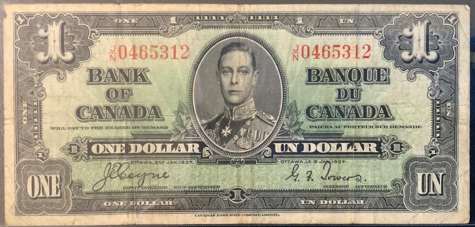 1937 Canadian One Dollar Banknote – Vintage Treasure