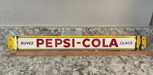 Vintage Pepsi Cola Porcelain Door Push Bar Sign