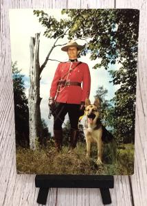 Royal Canadian Mounted Policeman Postcard with Dog