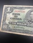 1937 One Dollar Banknote from Bank of Canada