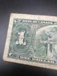 1937 One Dollar Banknote from Bank of Canada