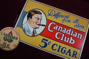 Vintage Canadian Club Cigar Litho Sign & Fan Pull