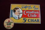 Vintage Canadian Club Cigar Litho Sign & Fan Pull