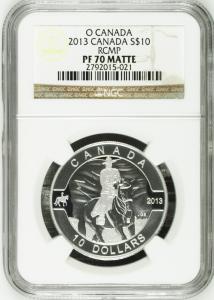 2013 Canada Silver $10 O'Canada RCMP Coin