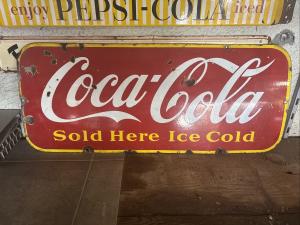Vintage Canadian Coca Cola Porcelain Sign