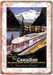 1955 Canadian Pacific Railroad Vintage Metal Sign